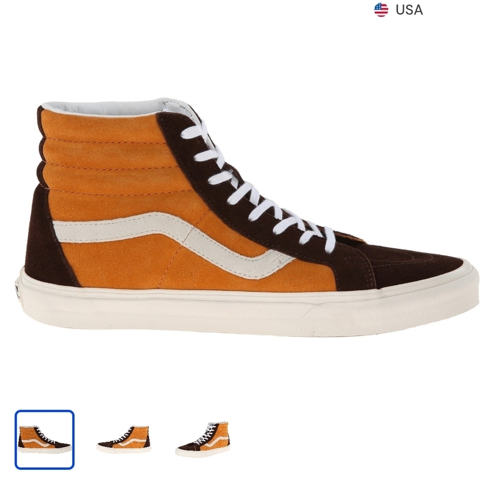 Vans Sk8-Hi Suede Skateboard Shoes — Tan / Brown / White